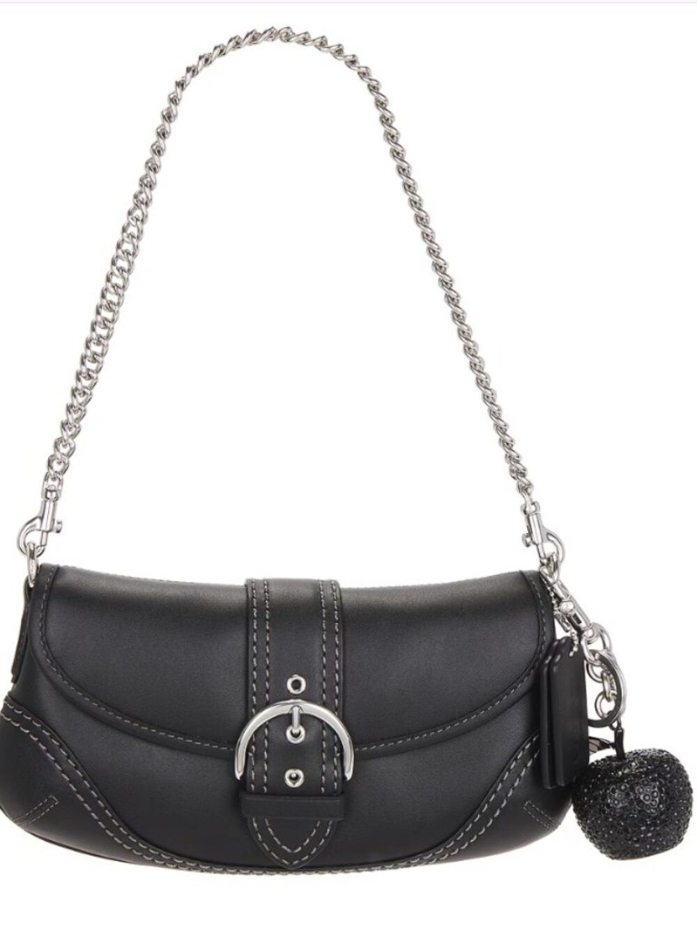 Coach Black Crystal Apple Bag Charm CCD29 - Purchase includes charm dust bag -